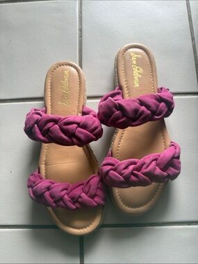Sam Edelman Braided Double-Strap Slide Sandals in Magenta